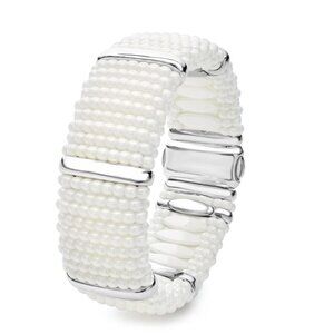 White Silver Station Statement Ceramic Caviar Bracelet | 23mm from LAGOS Sz 6&7